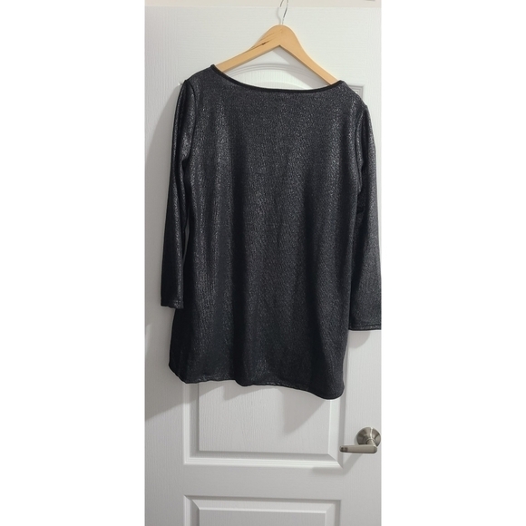 Trïbe Black Sparkle 3/4 Sleeve Sweater Top Tunic Size Medium NWT - Picture 3 of 5